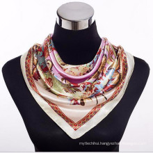 Comfortable Pretty women 100*100cm print wholesale french 2017 square design silk scarves 90*90 cm elegant
